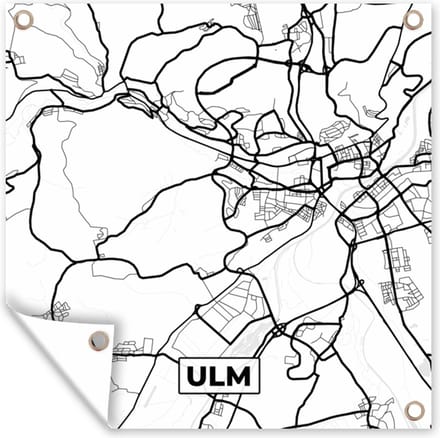 Tuindoek Plattegrond - Ulm - Kaart - Stadskaart - 100x100 cm