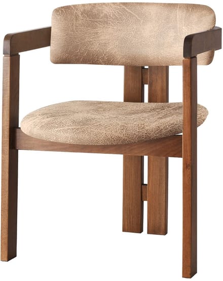 Asir - Stoel - Walnoot, Beige - 100% HOUT - 58 x 76 x 49 cm