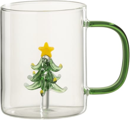 J-Line drinkglas Kerstboom - glas - transparant/groen