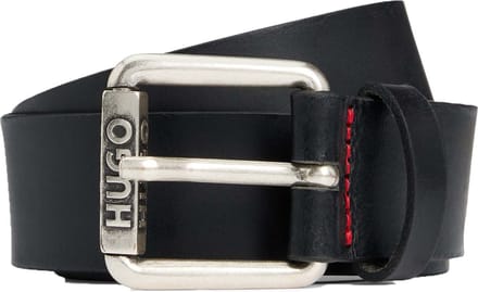 HUGO Leren Riem Grimm Sz35 Leather Belt W95 Black Zwart