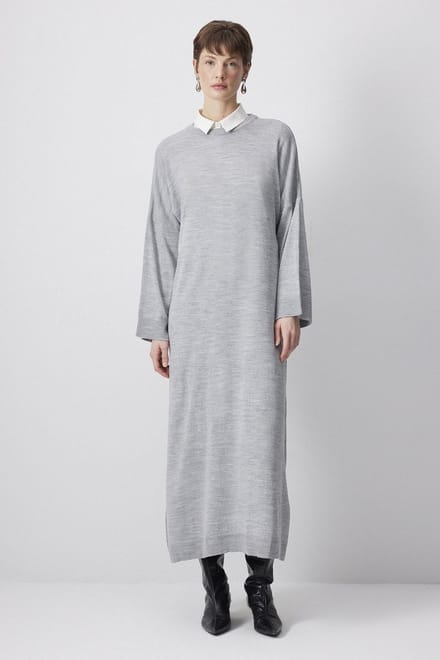 Touché Privé - Oversized gebreide jurk - Grijs - Dames
