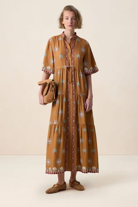 Sissy-Boy - Bruine maxi jurk met palm print