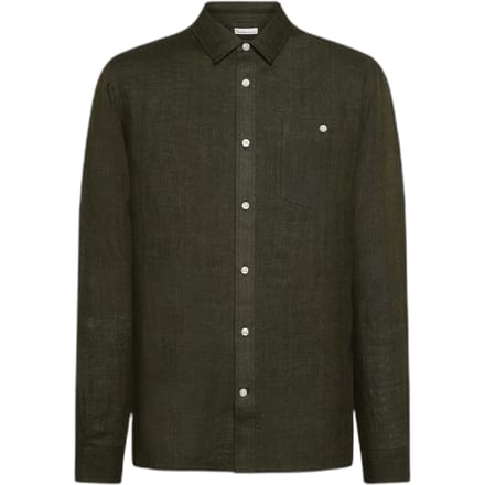 KnowledgeCotton Apparel Overhemd Linnen Olijfgroen - Maat M - Heren - Overhemden Casual
