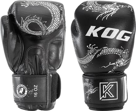 Knockout Gear Bokshandschoenen Van Echt Rundleer Zwart/Wit - 12 oz