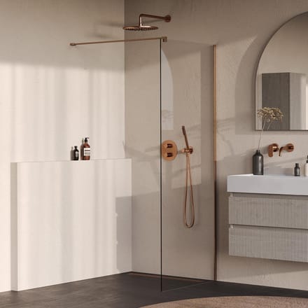 Brauer Oblivion - Inloopdouche - Helder Glas - 80 x 200 cm - incl. Glascoating - PVD Koper Geborsteld