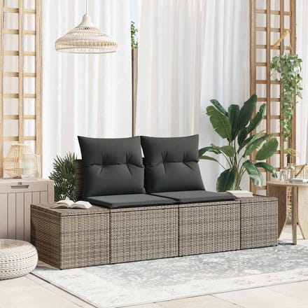 vidaXL - Tuin - Sofa - met - kussen - Grijs - 184 - x - 62 - x - 69 - cm - poly - rattan