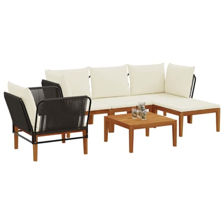vidaXL - 6 - st - Massief - acaciahout - & - touw - Naturel