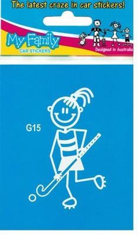 Meisje met hockeystick, autosticker