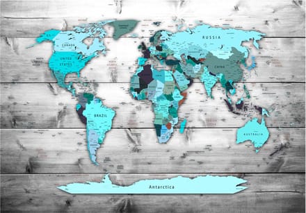 Fotobehang - World Map: Blue Continents.