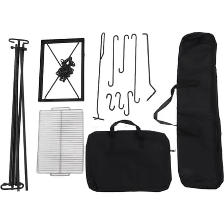 Support de cuisson de feu de camp suspendu multifonctionnel à bascule pour BBQ, pique-nique, camping en plein air avec L white