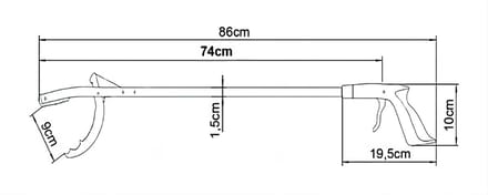 Moretti Grijper 71 cm - Draaiend bovenstuk antislipcoating 71 cm - Zilverkleurig