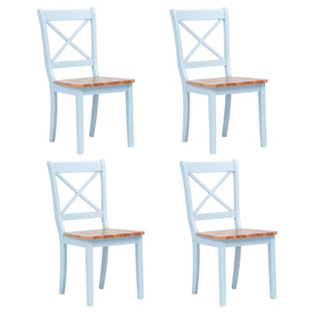 vidaXL - Eetkamerstoelen - 4 - st - massief - rubberwood - grijs - en - naturel
