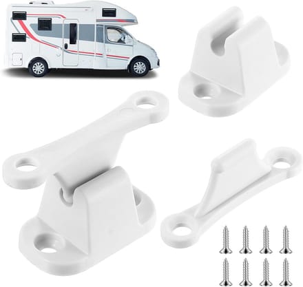 2x Witte Deurstopper voor Caravan, Camper en Boot - Kunststof T-vormige Deurhouder Inclusief Montage Schroeven