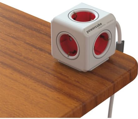 Tafelstopcontact PowerCube 5-voudig Rood 1,5m