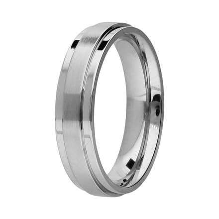 Lucardi Kinder Stalen ring mat/glans - Ring - Staal - Zilver - 14 / 44 mm