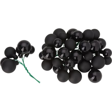 Kerstballen van glas op draad, 36 stuks, Ø 20 / 25 / 30 mm - Zwarte mix