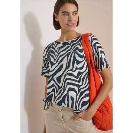 Blouse shirt met ronde hals en print