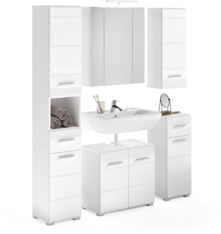 xonox.home badkamermeubel incl. verlichting Linus wit imitatie 151x182x34 cm
