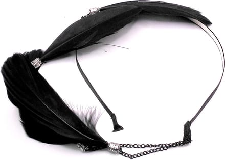 Festival/Ibiza diadeem met hanger 4 veren zwart