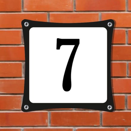 Decoporta Huisnummerbord Emaille-Look - Nummer 7 - Standaard - 10 x 10 cm | incl. schroeven