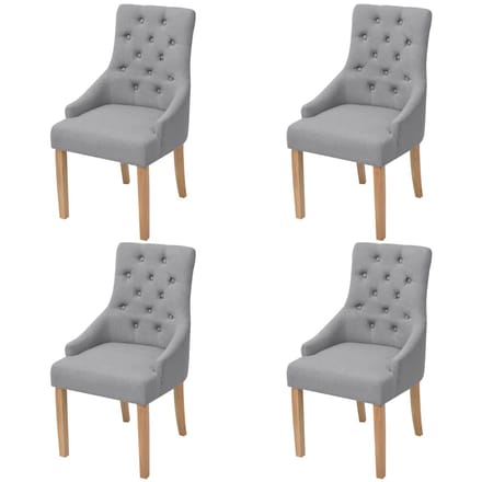 vidaXL - Eetkamerstoelen - 4 - st - stof - lichtgrijs