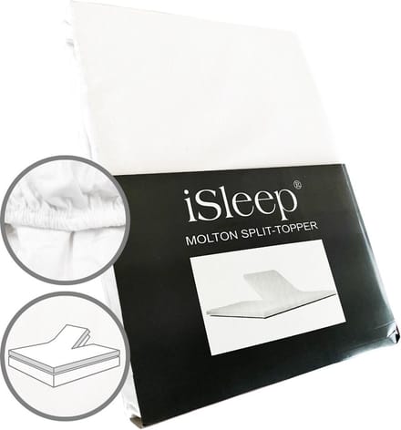 iSleep Molton Split-Topper - 100% Katoen - Litsjumeaux - 180x200 cm - Wit