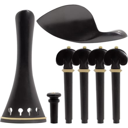 4/4 Viool Accessoire Onderdelen Set Ebbenhout met Staartstuk Kinrust Eindpen Stempennen zwart