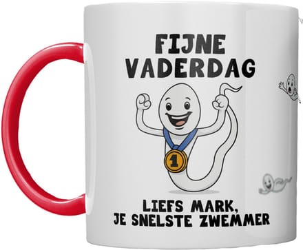 MOK | VADERDAG | SNELSTE ZWEMMER | GEPERSONALISEERD MET NAAM | ROOD