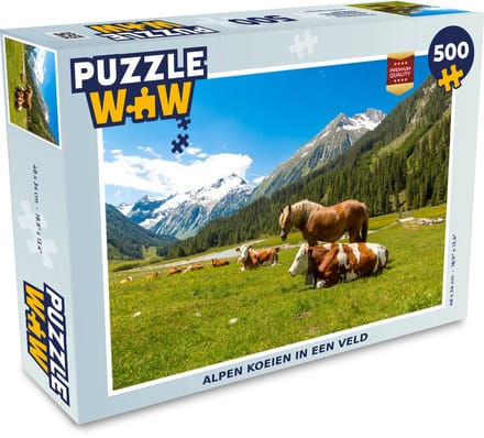 Puzzel Koeien - Paarden - Alpen - Legpuzzel - Puzzel 500 stukjes
