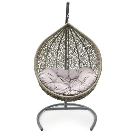Egg chair - Hangstoel - 100cm Rond - Taupe-grijs - incl. kussen