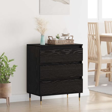 vidaXL Dressoir Zwart Eiken 60 x 35 x 70 cm Bewerkt hout