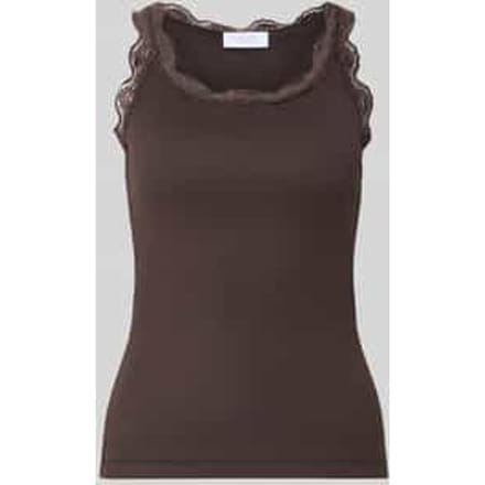 Slim fit top van puur katoen met kant
