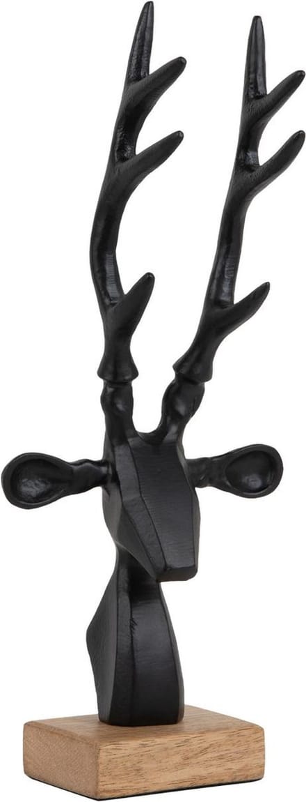 Present Time Ornament Reindeer Head - Zwart - 14.5x6.5x34cm - Scandinavisch