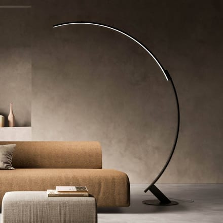 kdln LED vloerlamp Kyudo, zwart, hoogte 212 cm