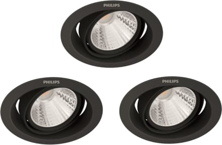 Philips Pomeron Inbouwspot - SceneSwitch - 5W - Warmwit licht - Zwart - Multi-pack 3 stuks