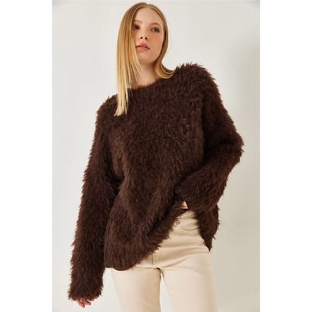 Oversized Gewoven Trui met Pluche Detail