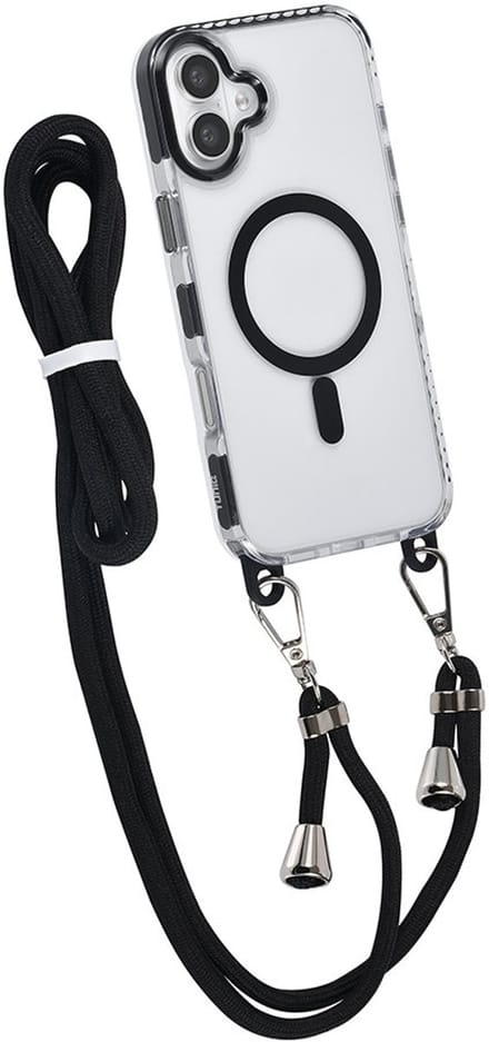 TUNIQ iPhone 16 Plus Hoesje met Koord - MagSafe Compatible - Transparant zwart