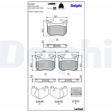 Remblokset DELPHI LP3397, achter