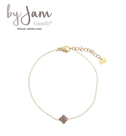 By Jam - clover beige - armband - stainless steel - goud - kadotip