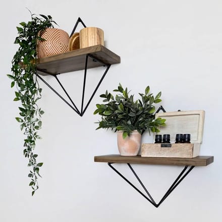 Skye Decor, Decoratieve houten wandplank, Wr046, Vurenhout, Walnoot & Zwart, 30 x 14 x 30 cm