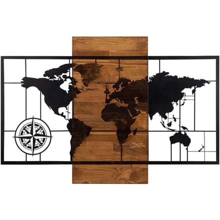 Asir - Decoratief houten wandaccessoire - Zwart & Okkernoot - 85 x 58 cm