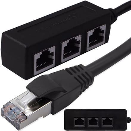 ZMR® Internet Splitter - Internetkabel - Netwerk Switch - Zwart - 3cm x 3cm x 20cm