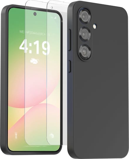 Hoesje geschikt voor Samsung A56 Zwart - 2x screenprotector - beschermglas screen protector- Anti Shock case