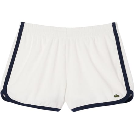 Lacoste Dames Terrycloth Shorts met Contrasterende Rand (Crème/Zwart)