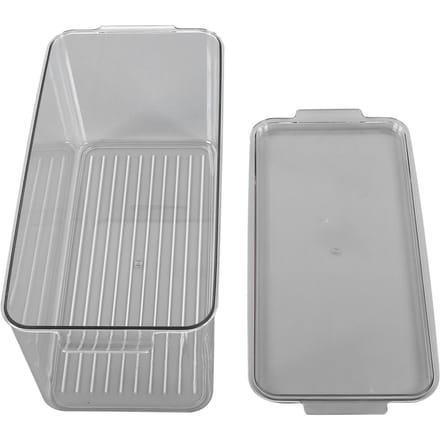 Boîte de Rangement en Plastique Empilable Réfrigérateur Cuisine Plastique Transparent Fruit Légume Conservation Boîte de Rangement Haute white