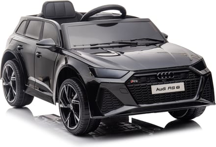 Audi RS6 | Elektrische Kinderauto - Metallic Zwart Met Afstandsbediening