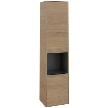 Villeroy & Boch Villeroy &amp; Boch Subway 3.0 tall cabinet, 1 open compartment and 2 doors right, handle volcano black C58901VJ