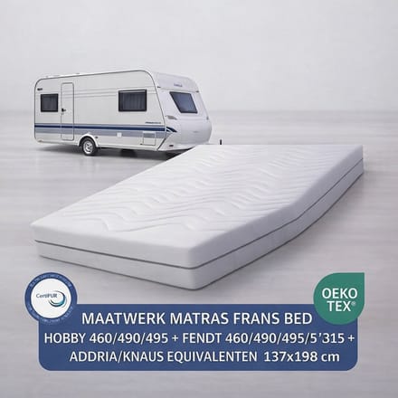 EasyBedden® Matras Fransbed opmaat caravan matras Pluto 137x198 Koudschuim HR45 circa 14 cm