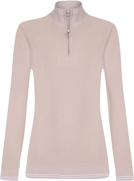 Felix Hardy Gebreide Trui Met Halve Rits - 100% Katoen Dames Beige - M