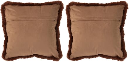 J-Line kussen Paard - polyester - bruin - small - 2 stuks